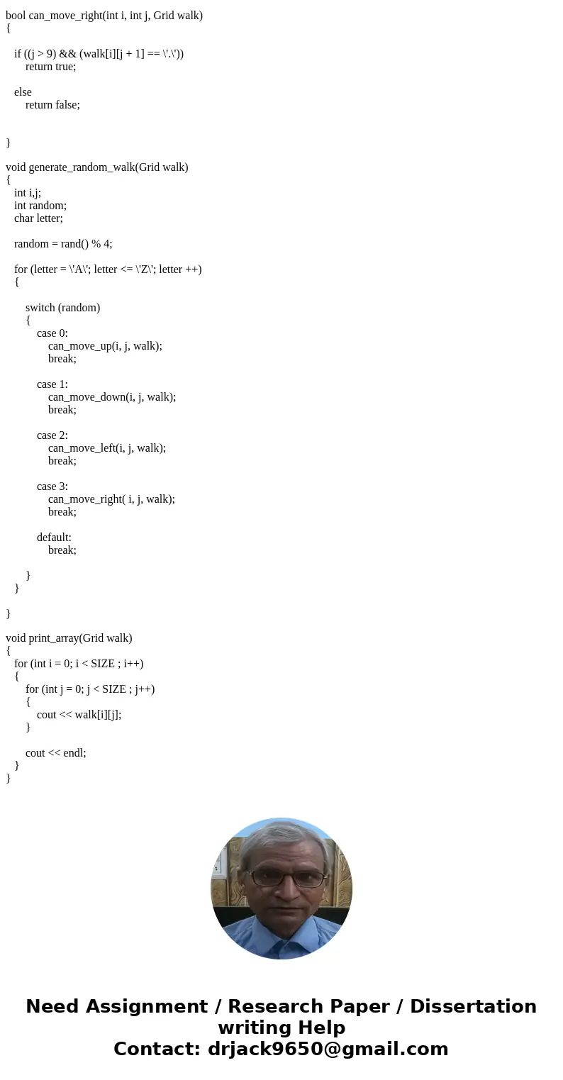 Please help me find where I do something wrong with my program I am working on creating a random walk across a grid. I already wrote most of the code, but every Please help me find where I do something wrong with my program I am working on creating a random walk across a grid. I already wrote most of the code, but every