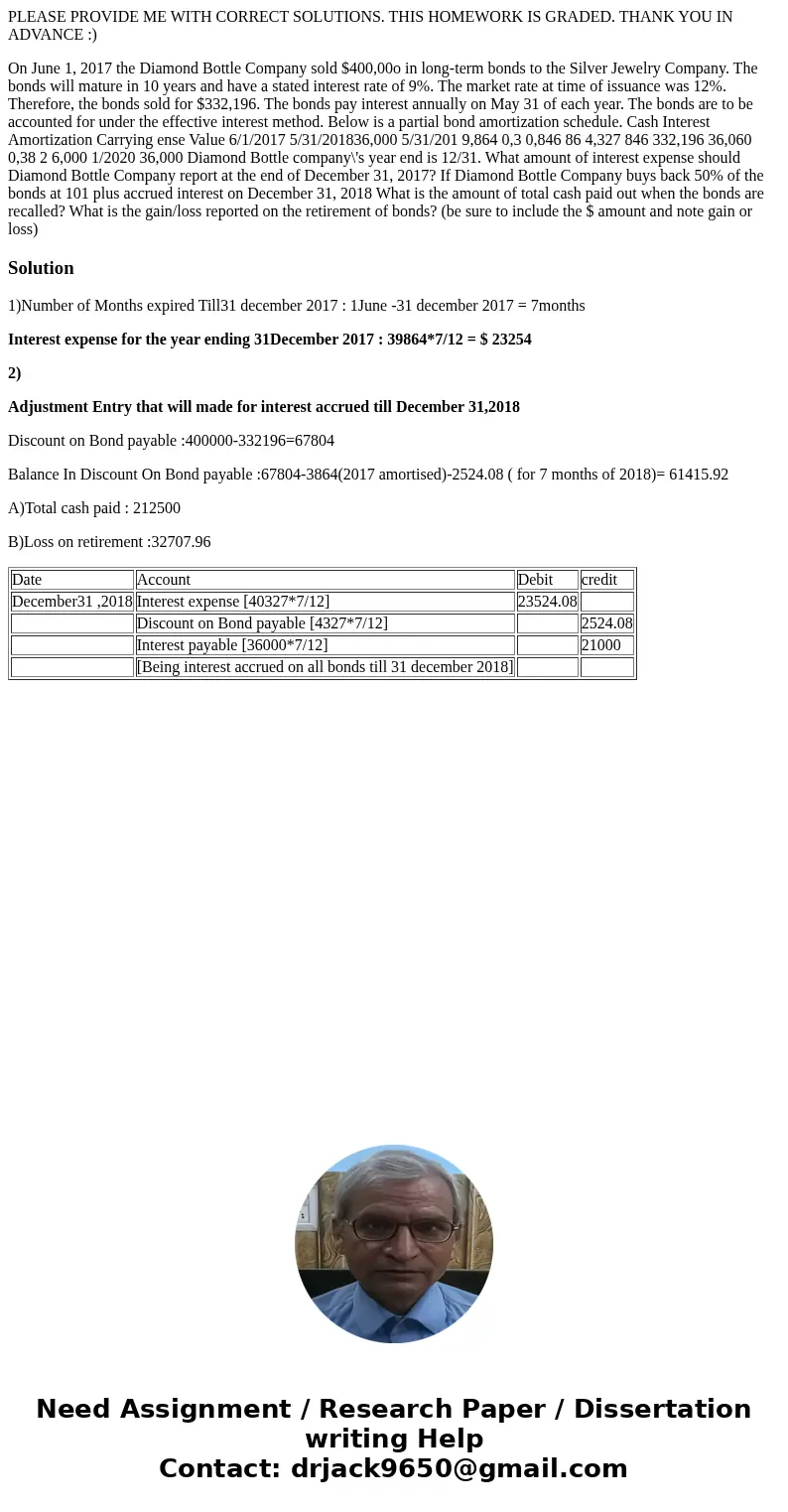 PLEASE PROVIDE ME WITH CORRECT SOLUTIONS. THIS HOMEWORK IS GRADED. THANK YOU IN ADVANCE :) On June 1, 2017 the Diamond Bottle Company sold $400,00o in long-term PLEASE PROVIDE ME WITH CORRECT SOLUTIONS. THIS HOMEWORK IS GRADED. THANK YOU IN ADVANCE :) On June 1, 2017 the Diamond Bottle Company sold $400,00o in long-term