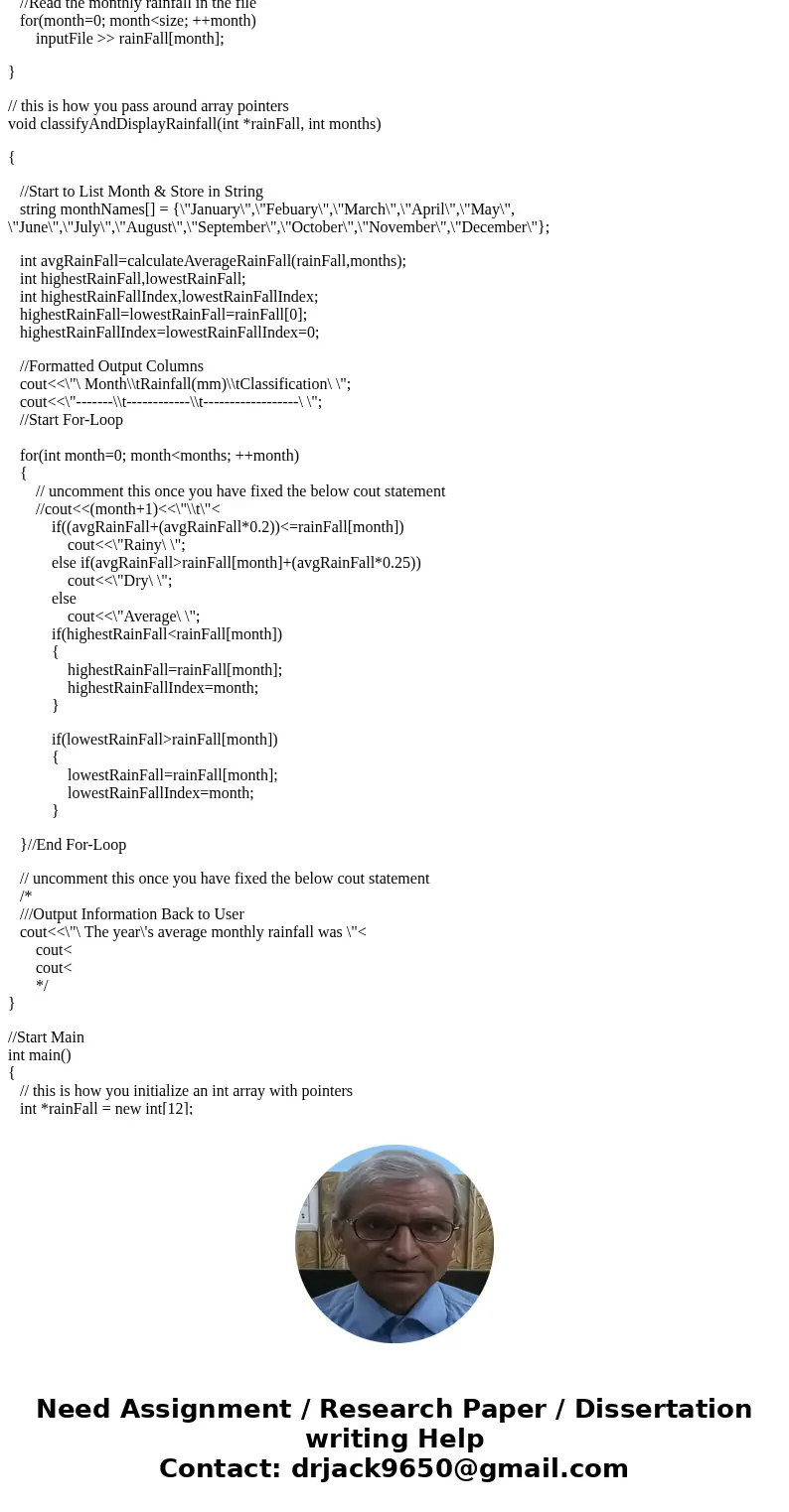 Rewrite lab assignment 7 using pointer to allocate the array memory. #include<iostream> #include<fstream> #include<iomanip> using namespace st