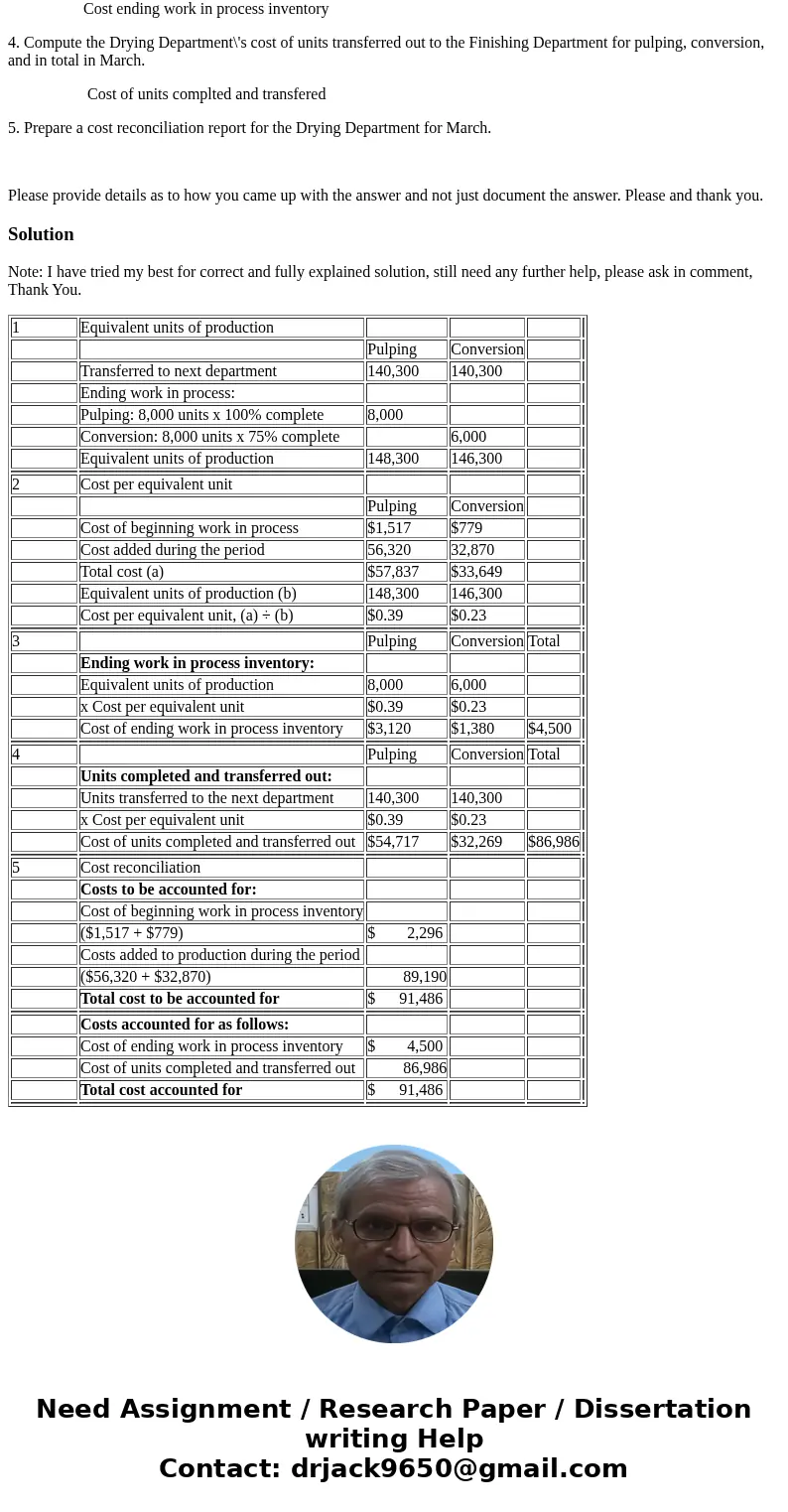 Scribners Corporation produces fine papers in three production departments—Pulping, Drying, and Finishing. In the Pulping Department, raw materials such as wood Scribners Corporation produces fine papers in three production departments—Pulping, Drying, and Finishing. In the Pulping Department, raw materials such as wood