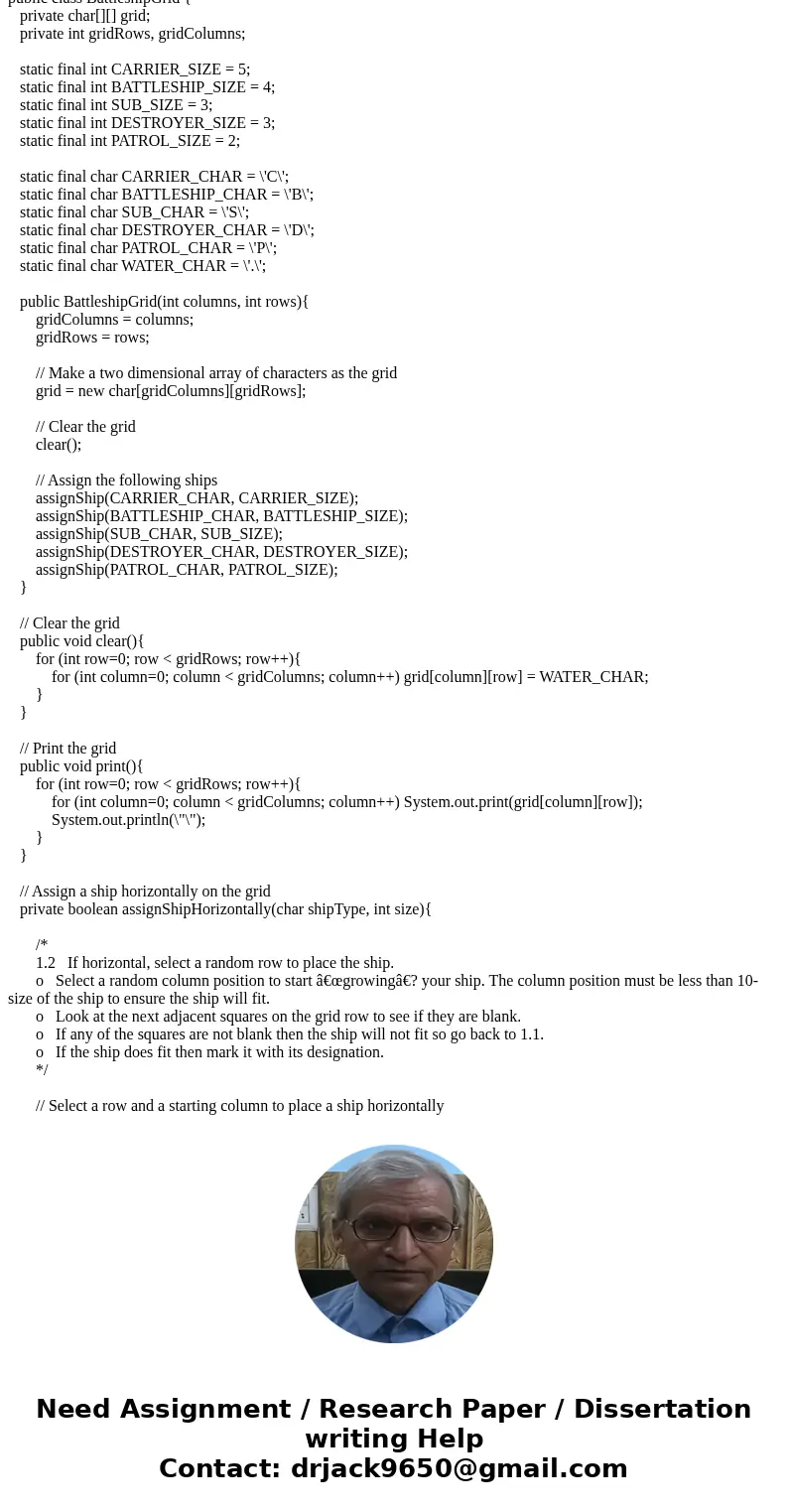 send EDITED code please Battleship.java package part3; public class Battleship { public static void main(String[] args) { // Generate a grid of 15 columns by 10