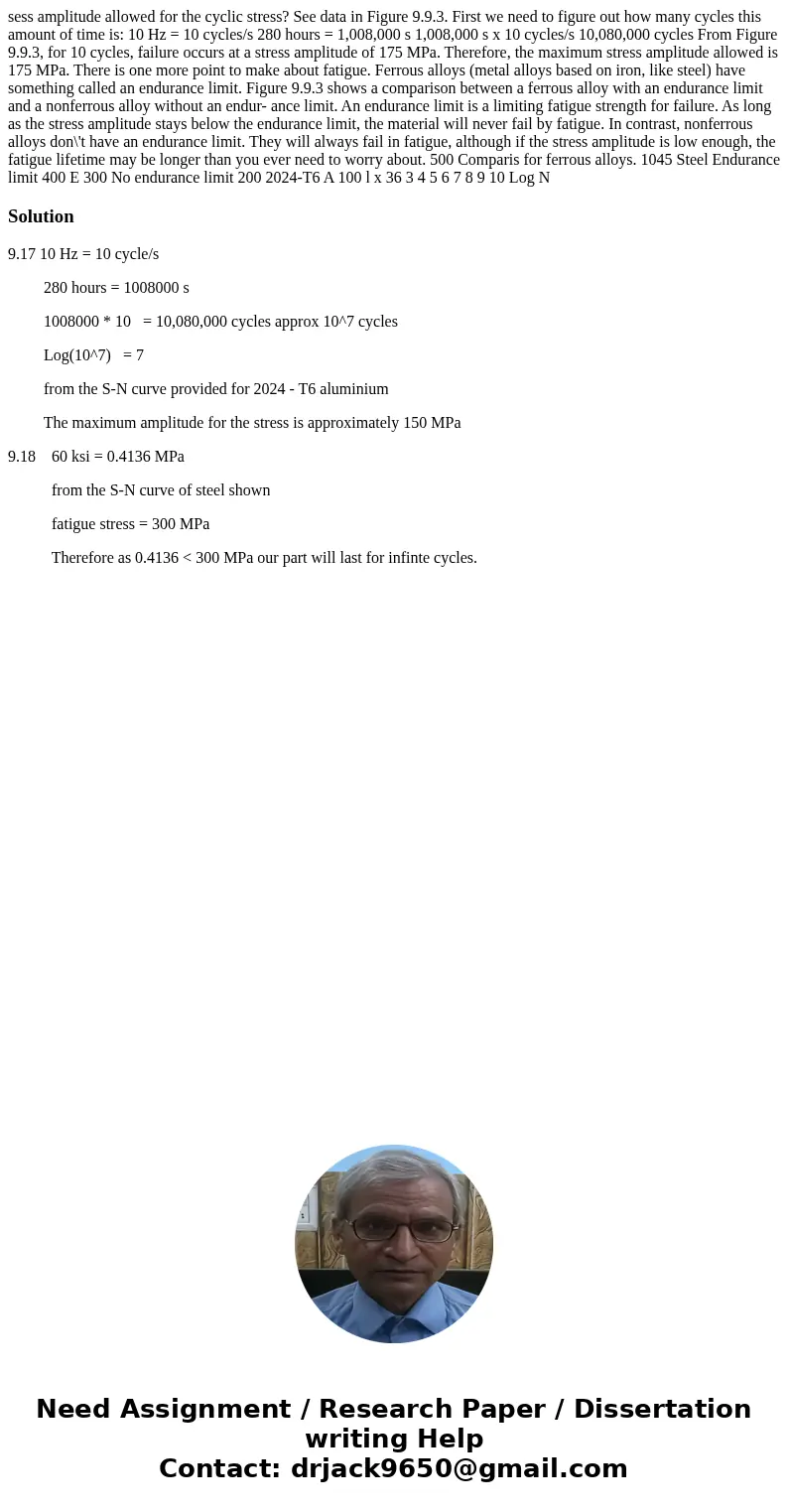 sess amplitude allowed for the cyclic stress? See data in Figure 9.9.3. First we need to figure out how many cycles this amount of time is: 10 Hz = 10 cycles/s  sess amplitude allowed for the cyclic stress? See data in Figure 9.9.3. First we need to figure out how many cycles this amount of time is: 10 Hz = 10 cycles/s