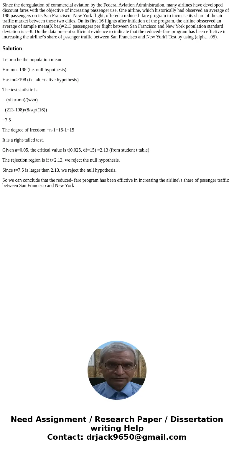 Since the deregulation of commercial aviation by the Federal Aviation Administration, many airlines have developed discount fares with the objective of increasi