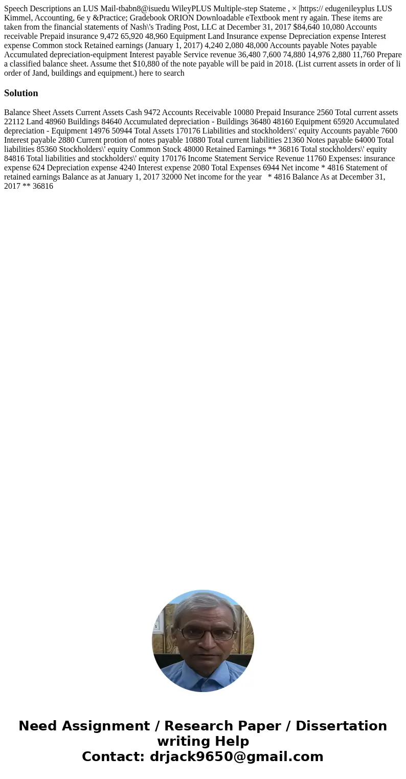 Speech Descriptions an LUS Mail-tbabn8@isuedu WileyPLUS Multiple-step Stateme , × |https:// edugenileyplus LUS Kimmel, Accounting, 6e y &Practice; Gradeboo  Speech Descriptions an LUS Mail-tbabn8@isuedu WileyPLUS Multiple-step Stateme , × |https:// edugenileyplus LUS Kimmel, Accounting, 6e y &Practice; Gradeboo