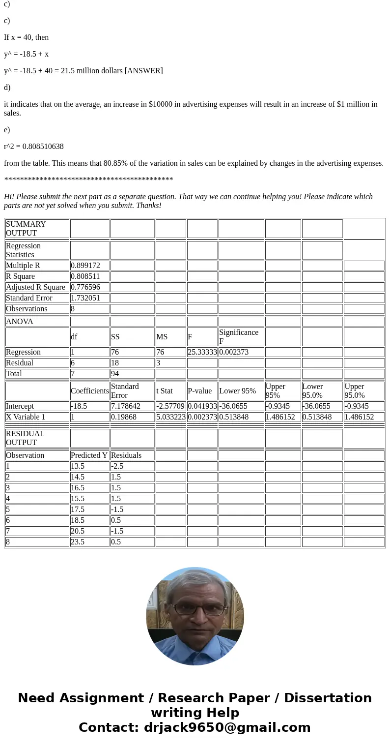  The following data represent a company\'s yearly sales volume and its advertising expenditure over a period of B years. Which variable is the dependent variabl