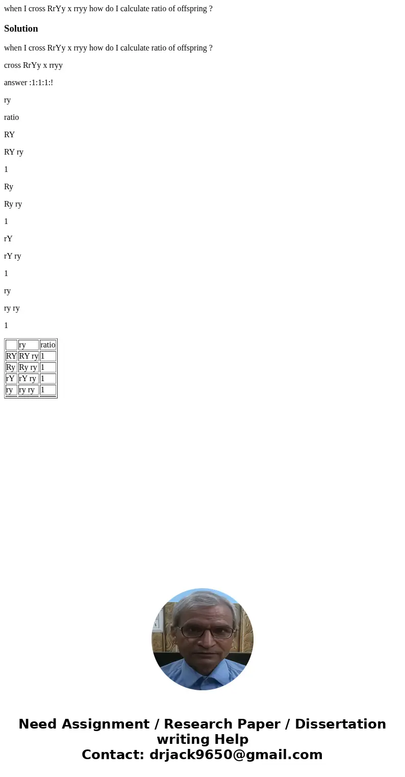 when I cross RrYy x rryy how do I calculate ratio of offspring ?Solutionwhen I cross RrYy x rryy how do I calculate ratio of offspring ? cross RrYy x rryy answe when I cross RrYy x rryy how do I calculate ratio of offspring ?Solutionwhen I cross RrYy x rryy how do I calculate ratio of offspring ? cross RrYy x rryy answe