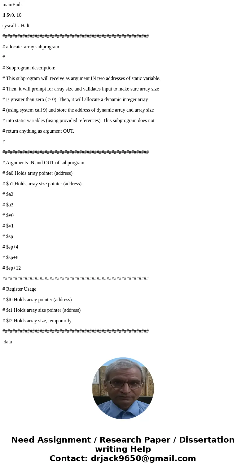 Write a Assembly Language(MIPS) code, following: ########################################################### # Dynamic array # # Description: # Declare two word Write a Assembly Language(MIPS) code, following: ########################################################### # Dynamic array # # Description: # Declare two word