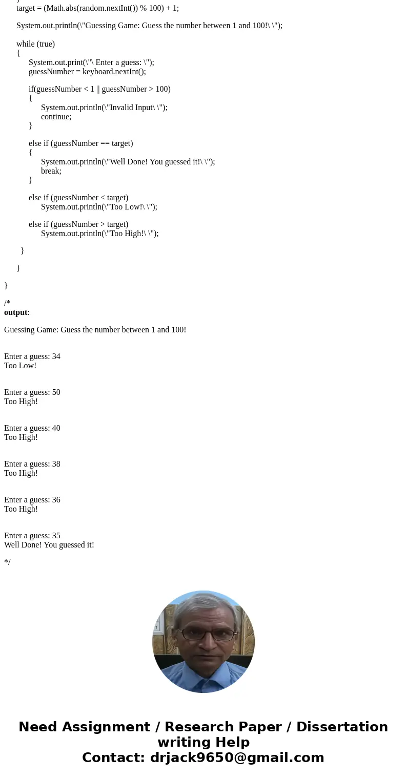 Write a program that plays a guessing game with the user. Specifically, your program should randomly pick a number between 1 and 100. Then, ask the user for a g Write a program that plays a guessing game with the user. Specifically, your program should randomly pick a number between 1 and 100. Then, ask the user for a g