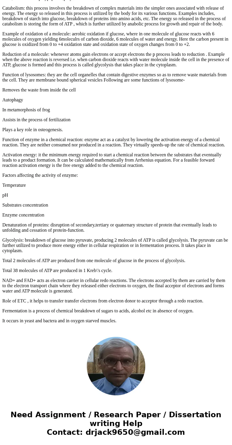 1. Define catabolism 2. Define anabolism 3. Define Metabolism 4. Define oxidation of a molecule and give an example 5. Define reduction of a molecule & giv  1. Define catabolism 2. Define anabolism 3. Define Metabolism 4. Define oxidation of a molecule and give an example 5. Define reduction of a molecule & giv