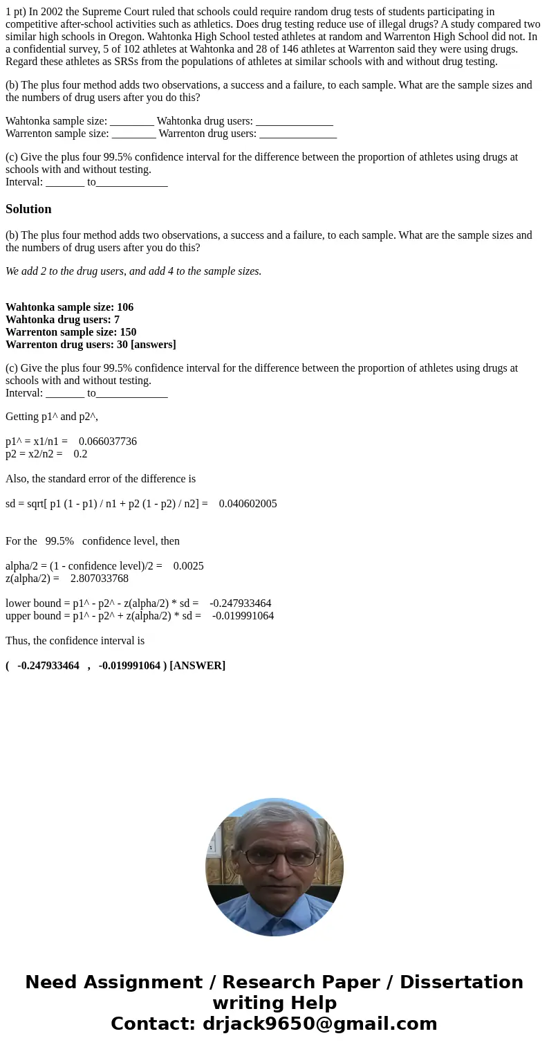1 pt) In 2002 the Supreme Court ruled that schools could require random drug tests of students participating in competitive after-school activities such as athl 1 pt) In 2002 the Supreme Court ruled that schools could require random drug tests of students participating in competitive after-school activities such as athl