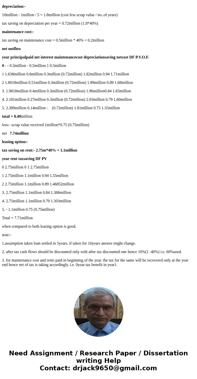 Anderson plans to acquire an automated assembly line with ten year life at a cost of sh 10 million, delivered and installed. He plans to use the equipment for o Anderson plans to acquire an automated assembly line with ten year life at a cost of sh 10 million, delivered and installed. He plans to use the equipment for o