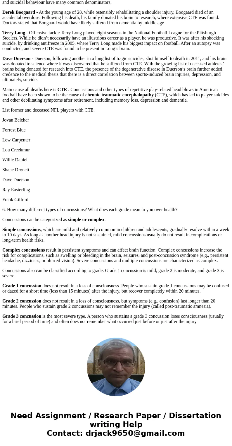  Are there examples of people who have Suffered Concussions in popular culture Look up well documented cause of famous athletes. How many different types of con