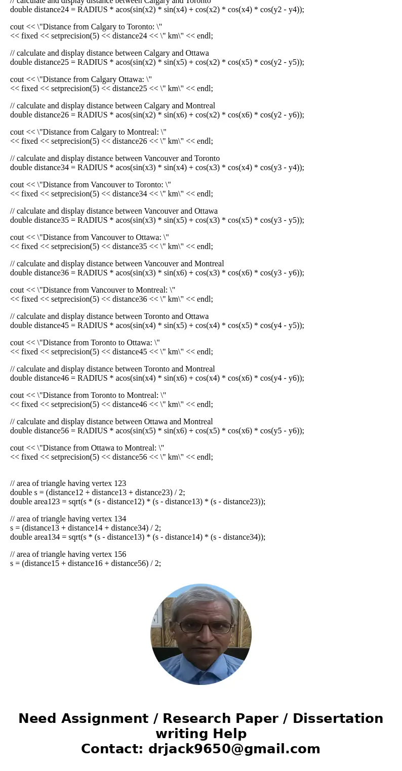 C++ The great distance is the distance between two points on the surface of a sphere. Although the earth is not a perfect sphere, it can be treated as a sphere  C++ The great distance is the distance between two points on the surface of a sphere. Although the earth is not a perfect sphere, it can be treated as a sphere