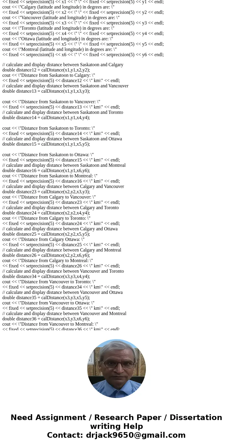 C++ The great distance is the distance between two points on the surface of a sphere. Although the earth is not a perfect sphere, it can be treated as a sphere  C++ The great distance is the distance between two points on the surface of a sphere. Although the earth is not a perfect sphere, it can be treated as a sphere