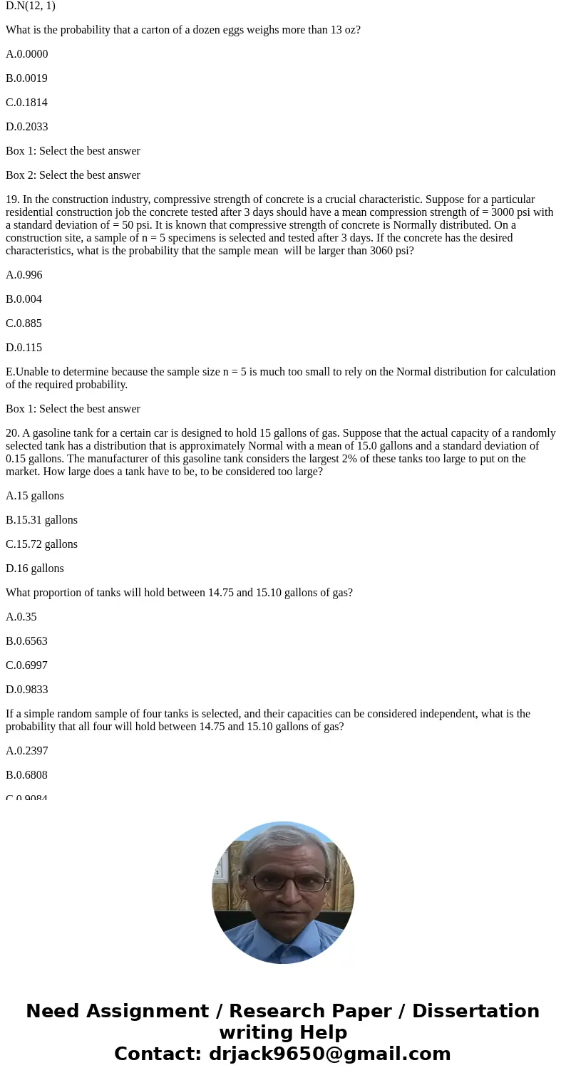 Chapter 11 part 2. 15. A manufacturing process produces bags of cookies. The distribution of content weights of these bags is Normal with mean 15.0 oz and stand Chapter 11 part 2. 15. A manufacturing process produces bags of cookies. The distribution of content weights of these bags is Normal with mean 15.0 oz and stand