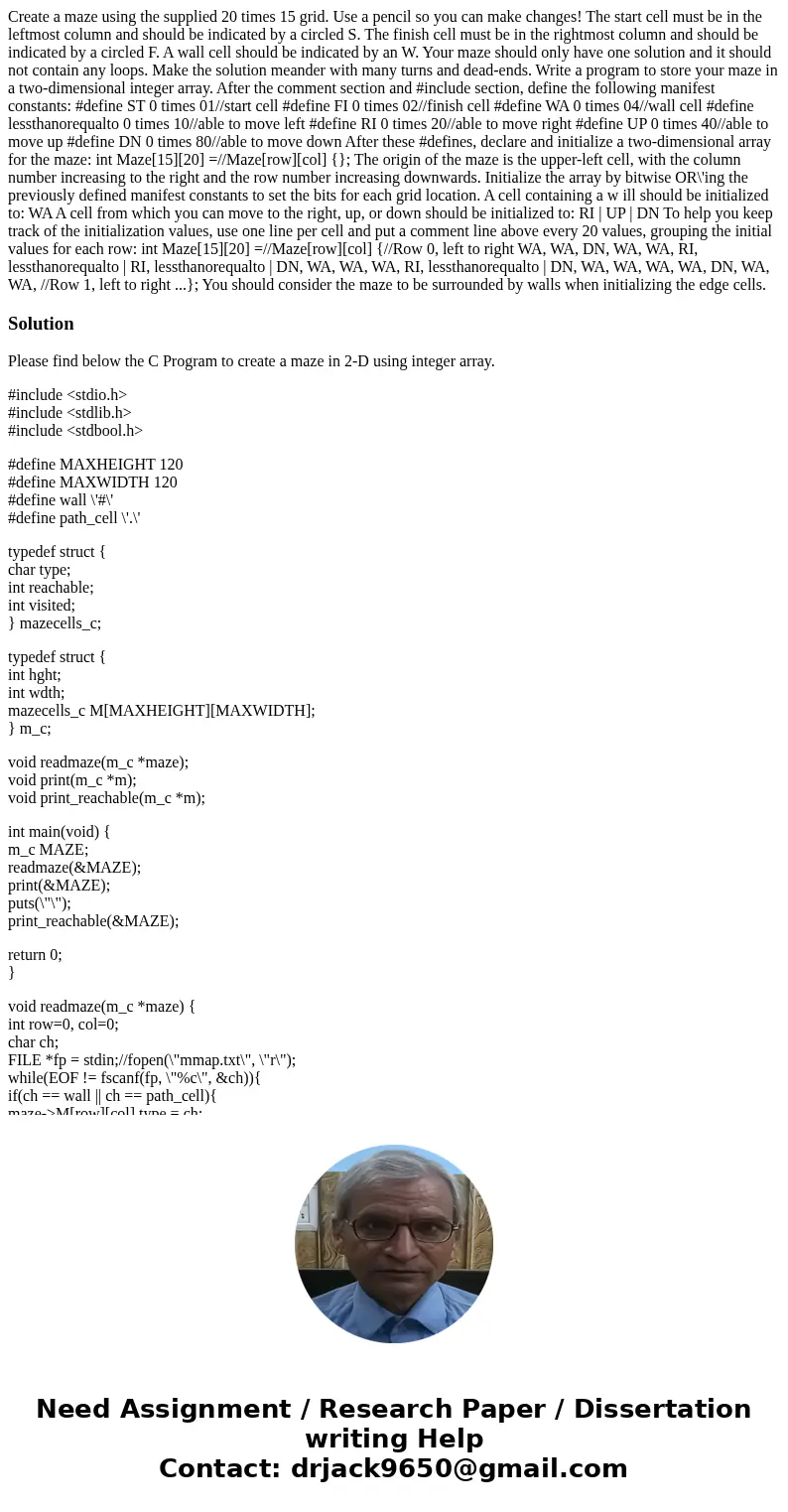 Create a maze using the supplied 20 times 15 grid. Use a pencil so you can make changes! The start cell must be in the leftmost column and should be indicated   Create a maze using the supplied 20 times 15 grid. Use a pencil so you can make changes! The start cell must be in the leftmost column and should be indicated