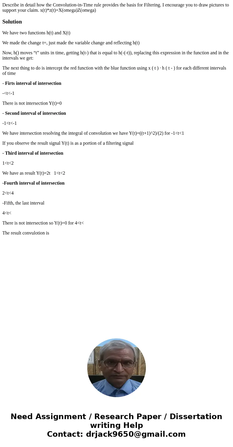  Describe in detail how the Convolution-in-Time rule provides the basis for Filtering. I encourage you to draw pictures to support your claim. x(t)*z(t)=X(omega