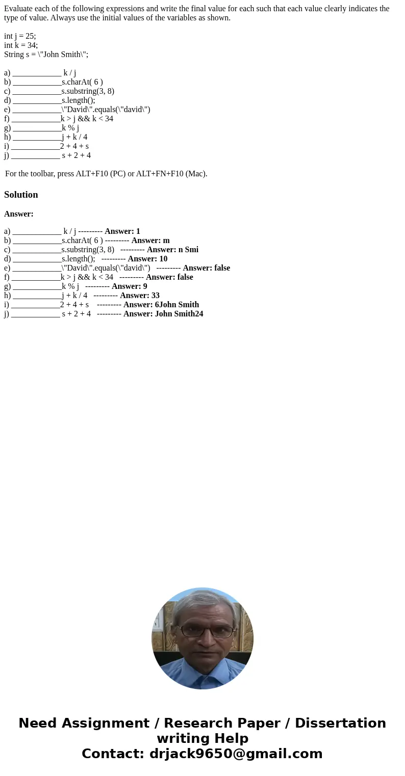 Evaluate each of the following expressions and write the final value for each such that each value clearly indicates the type of value. Always use the initial v Evaluate each of the following expressions and write the final value for each such that each value clearly indicates the type of value. Always use the initial v