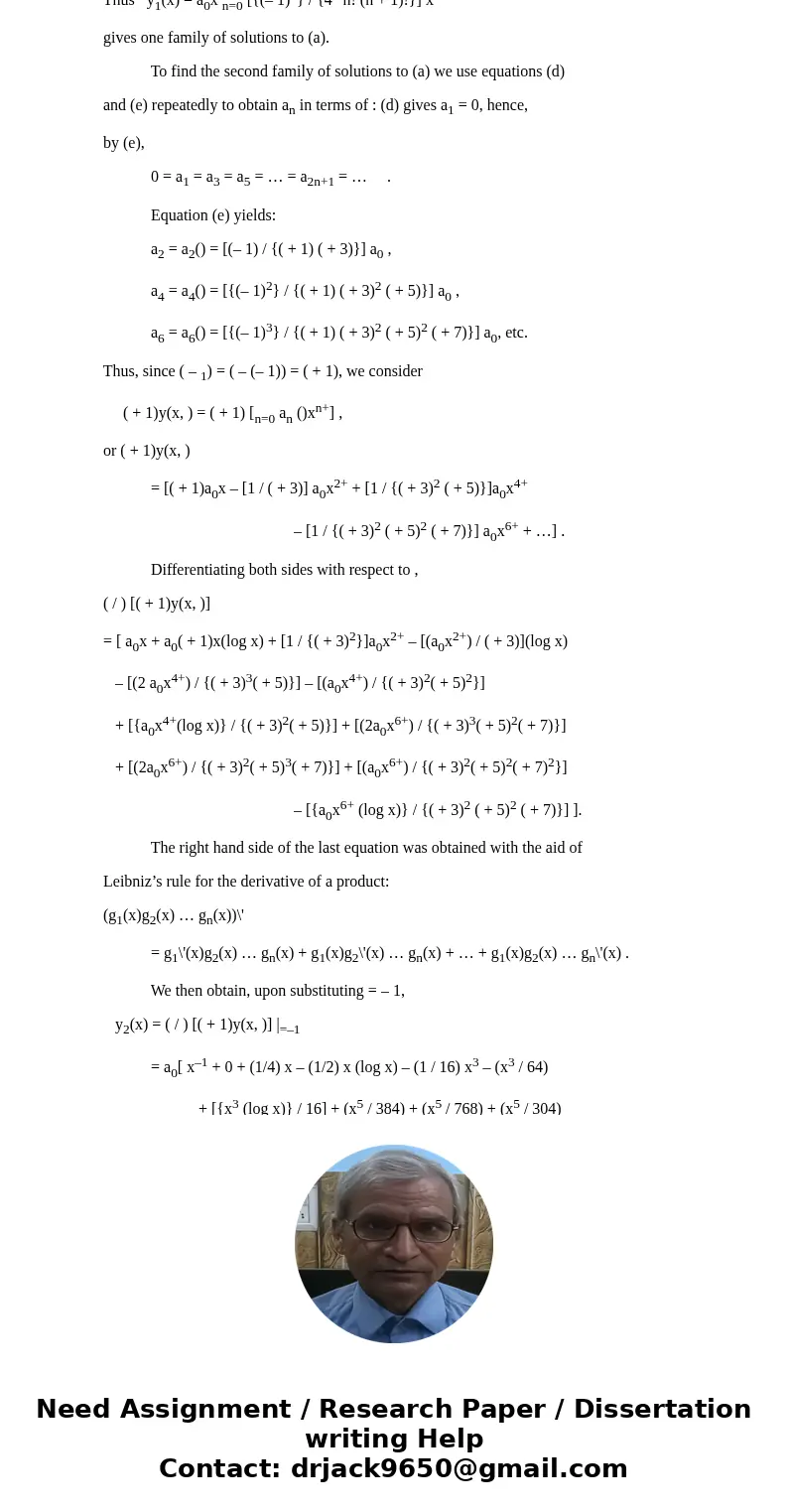 find one solution of x2y\'\'+xy\'+(x2-1)y=0 near x=0SolutionDividing both sides by x2 yields y\ find one solution of x2y\'\'+xy\'+(x2-1)y=0 near x=0SolutionDividing both sides by x2 yields y\