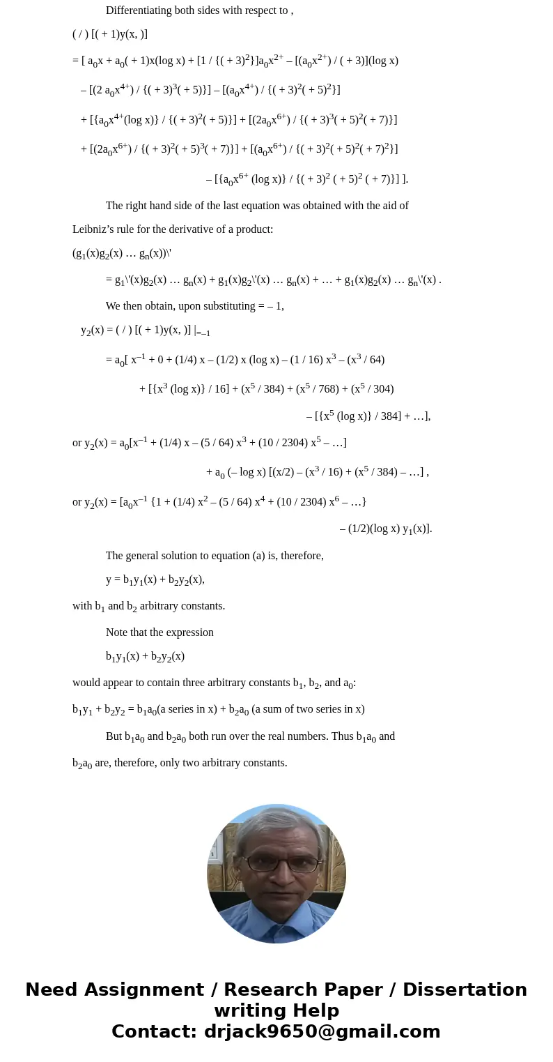 find one solution of x2y\'\'+xy\'+(x2-1)y=0 near x=0SolutionDividing both sides by x2 yields y\ find one solution of x2y\'\'+xy\'+(x2-1)y=0 near x=0SolutionDividing both sides by x2 yields y\