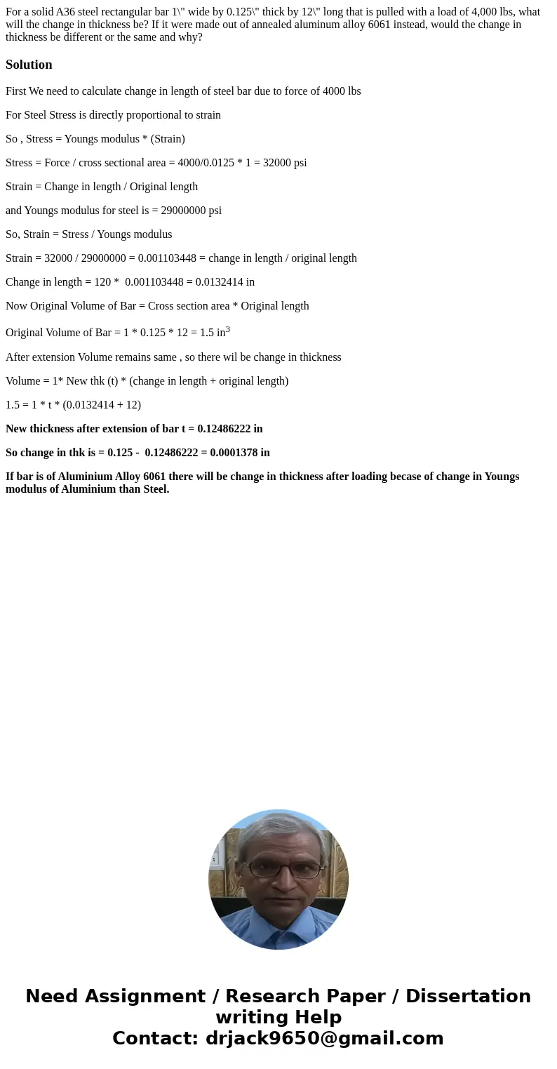  For a solid A36 steel rectangular bar 1\
