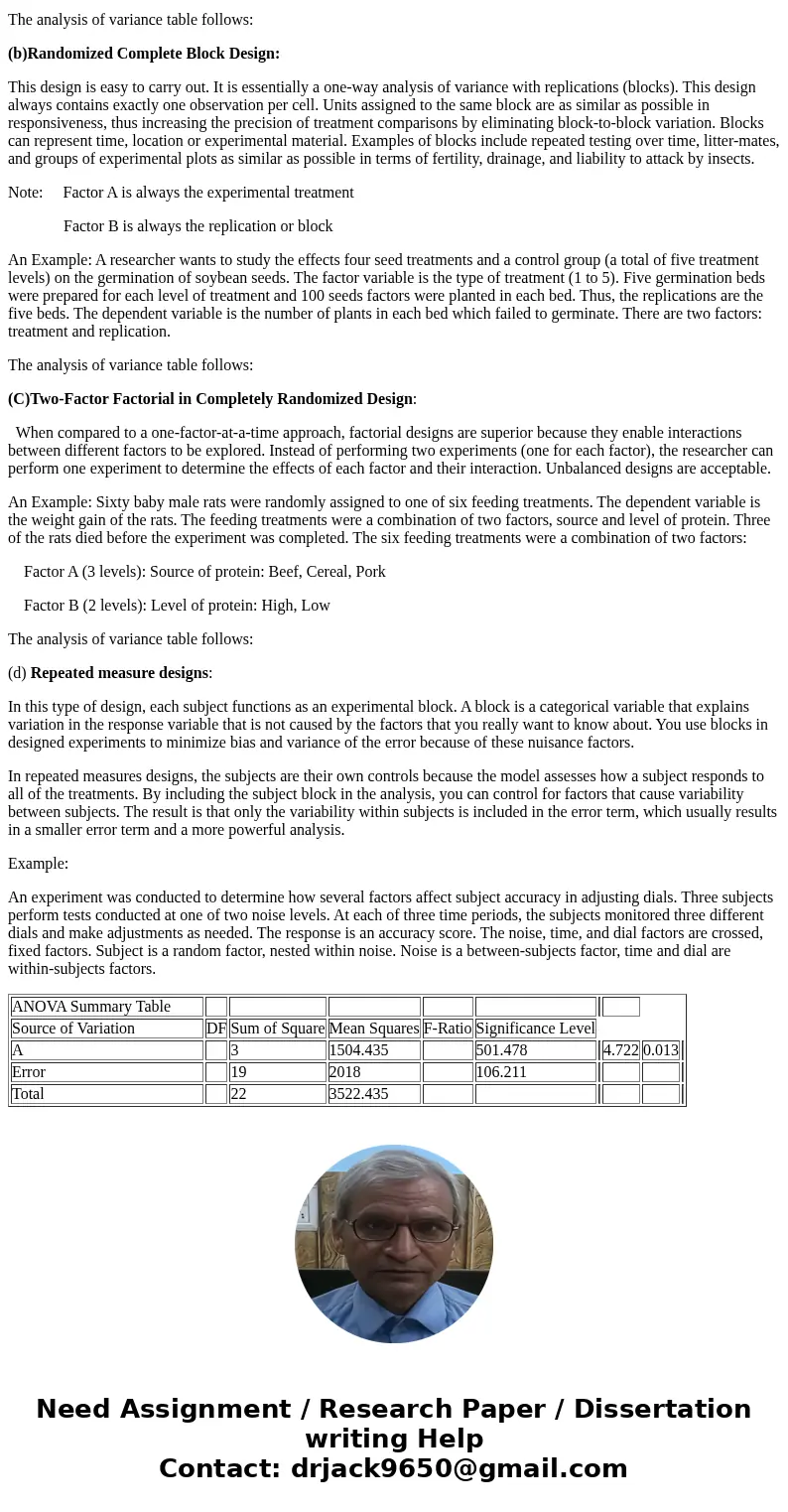 For each of the following, explain when the experimental design is appropriate and give an example situation. (a) Completely randomized design (b) Randomized co