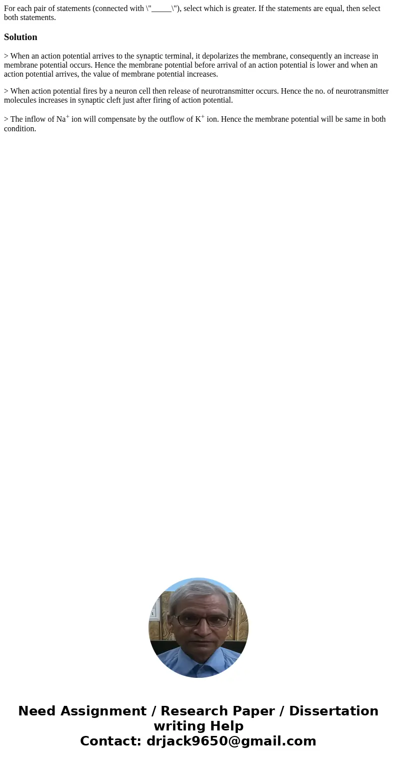 For each pair of statements (connected with \  For each pair of statements (connected with \