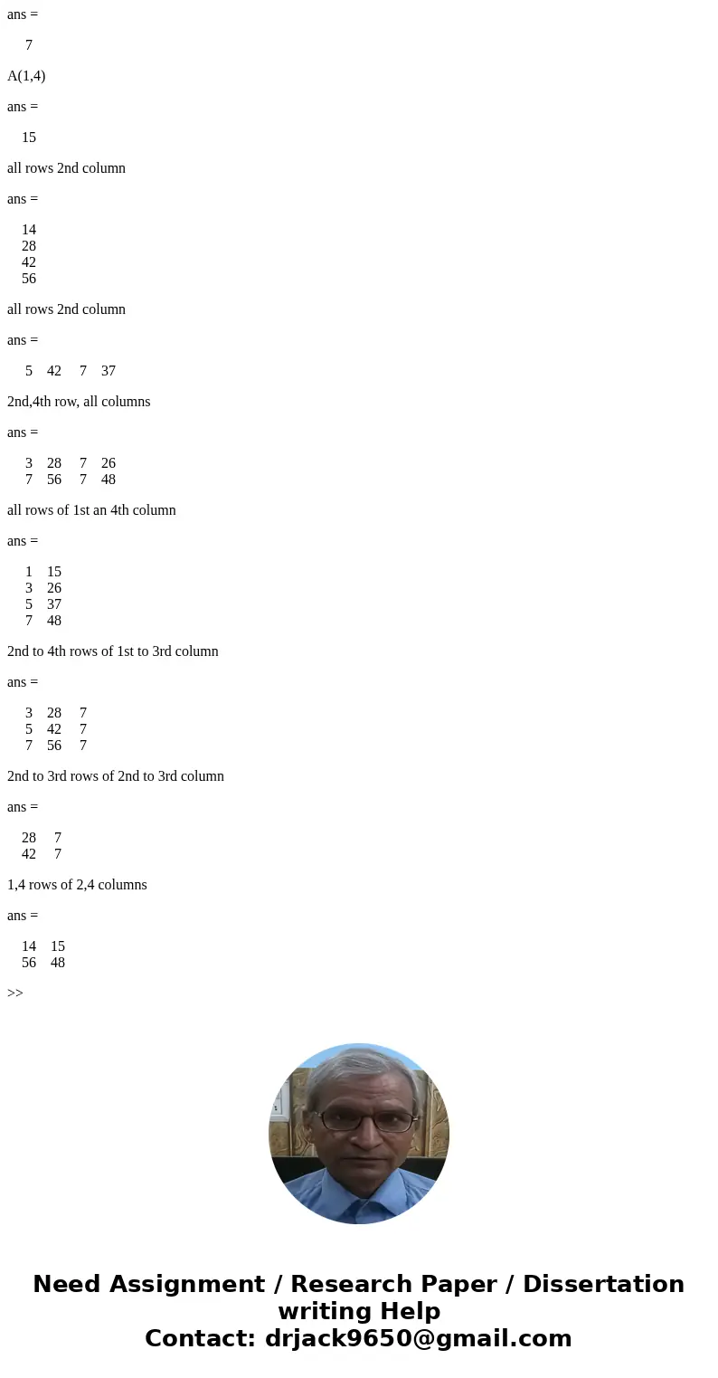 Generate the following matrix without typing in each individual element. Utilize the colon operator, and other built-in MATLAB functions. 1 14 7 15 3 28 7 26 5  Generate the following matrix without typing in each individual element. Utilize the colon operator, and other built-in MATLAB functions. 1 14 7 15 3 28 7 26 5