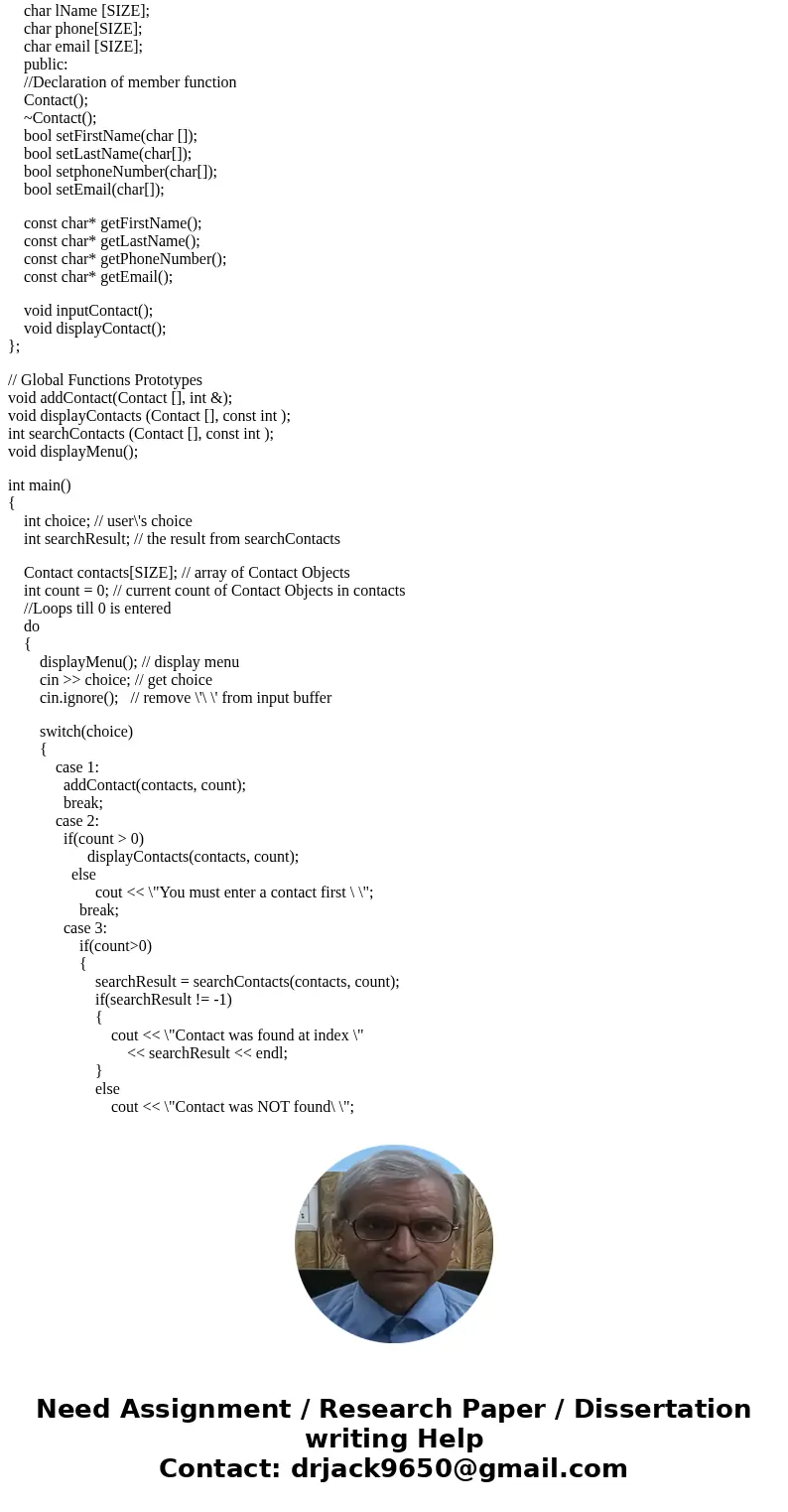 Hi I need help with this, here are the insctructions. *****Instructions********* you will be creating a class definition for a Contact, like one that you would  Hi I need help with this, here are the insctructions. *****Instructions********* you will be creating a class definition for a Contact, like one that you would