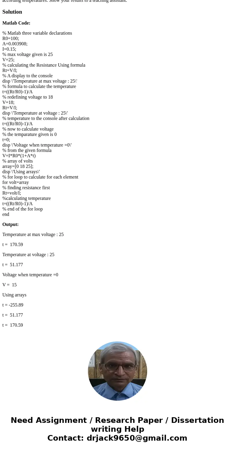 Homework Assignment ML1.2b temperature sensor In order to perform temperature measurements one can use a platinum resistance-temperature detector (RTD or Pt100  Homework Assignment ML1.2b temperature sensor In order to perform temperature measurements one can use a platinum resistance-temperature detector (RTD or Pt100