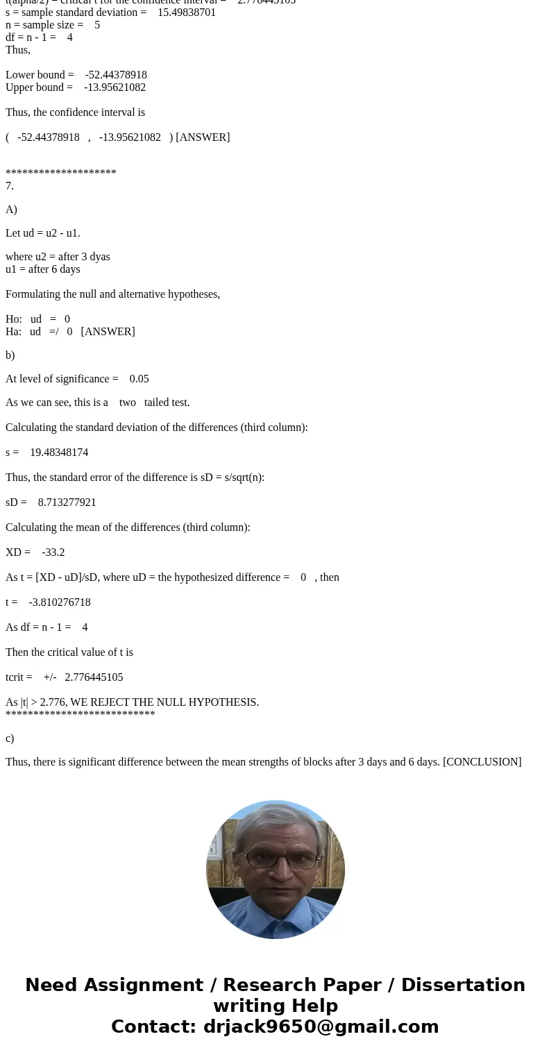 I need help answering number 6 with work shown so I\'ll know please The compressive strength, in kilopascals, was measured for concrete blocks from five differe I need help answering number 6 with work shown so I\'ll know please The compressive strength, in kilopascals, was measured for concrete blocks from five differe