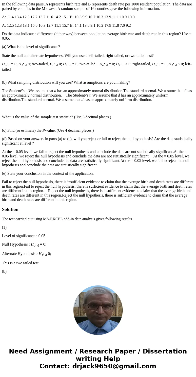 In the following data pairs, A represents birth rate and B represents death rate per 1000 resident population. The data are paired by counties in the Midwest. A