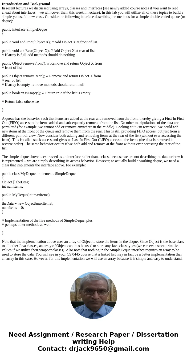  Introduction and Background In recent lectures we discussed using arrays, classes and interfaces (see newly added course notes if you want to read ahead about 