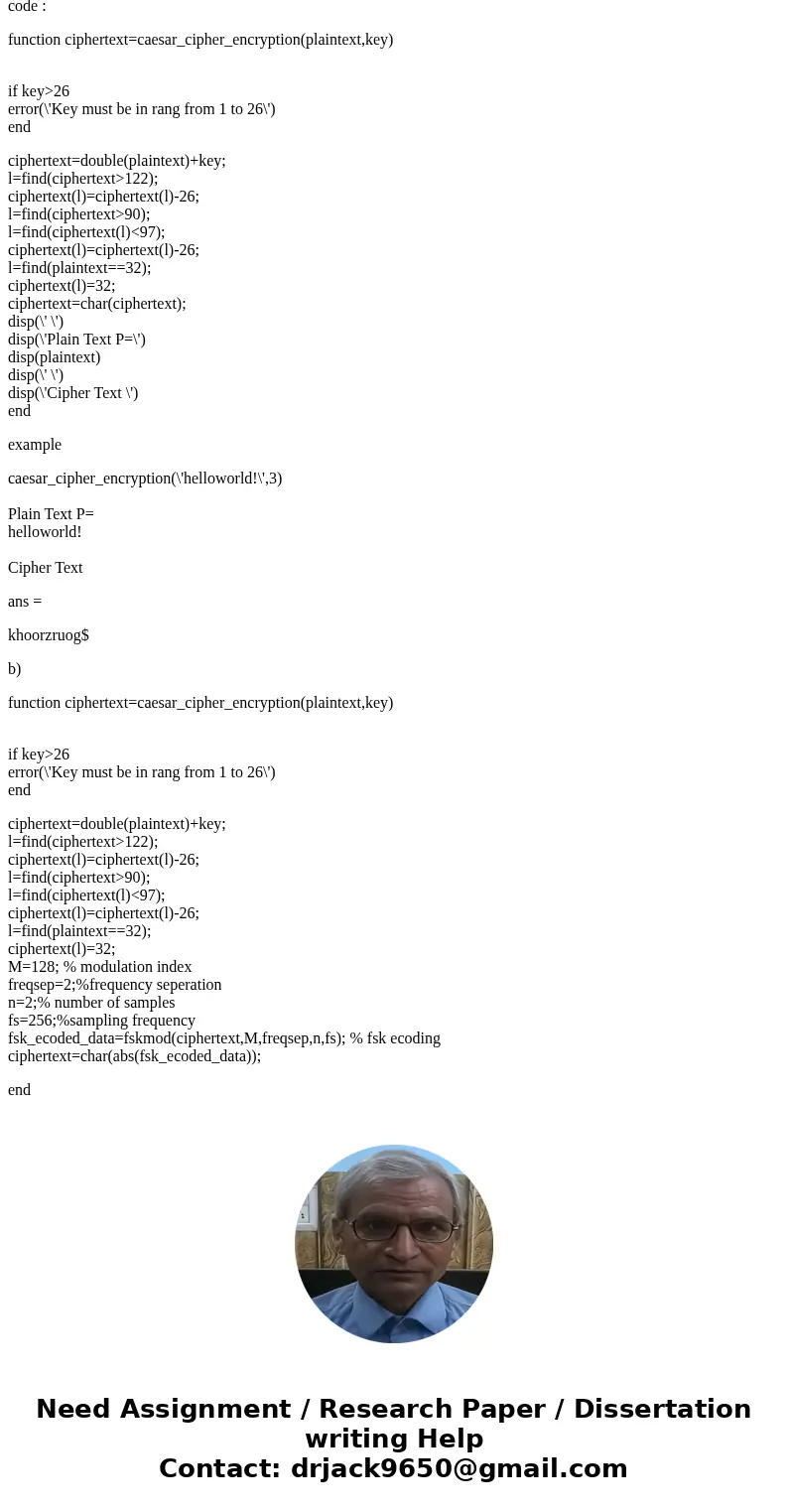 Need help with Matlab Design a cipher that takes in \ Need help with Matlab Design a cipher that takes in \