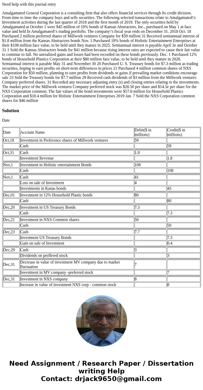 Need help with this journal entry Amalgamated General Corporation is a consulting firm that also offers financlal services through Its credit division. From tim