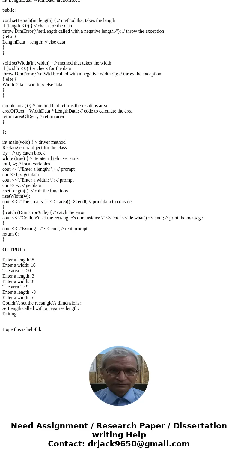 Objectives: 1.Utilize C++ exceptions by a)‘throw’ing b)‘catch’ing 2.Create a new class for the purpose of exceptions Question: When setting the dimensions of a 