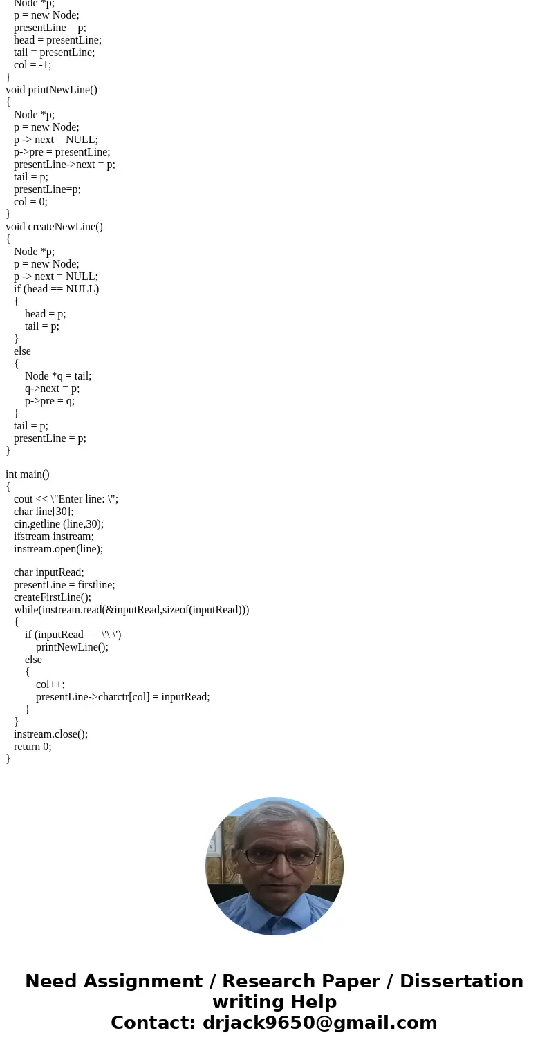 please help!! C++ Program D@t@ Structur3ss class please comment code! Create all!! Code Using Doubly Linked List In this project, you should write a simple line please help!! C++ Program D@t@ Structur3ss class please comment code! Create all!! Code Using Doubly Linked List In this project, you should write a simple line