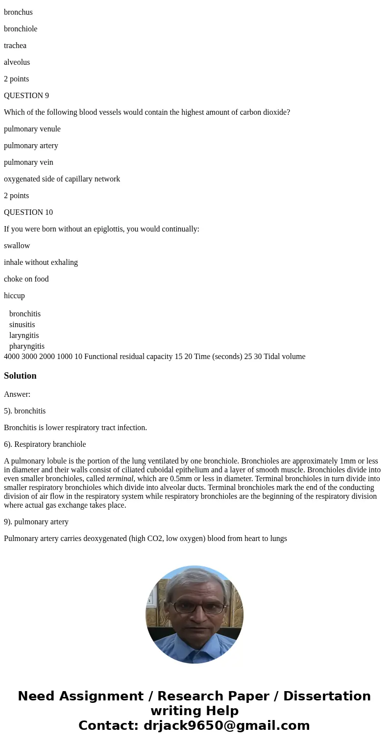 QUESTION 5 Judging by their names, which of the following is NOT an upper respiratory infection? bronchitis sinusitis laryngitis pharyngitis 2 points QUESTION 6