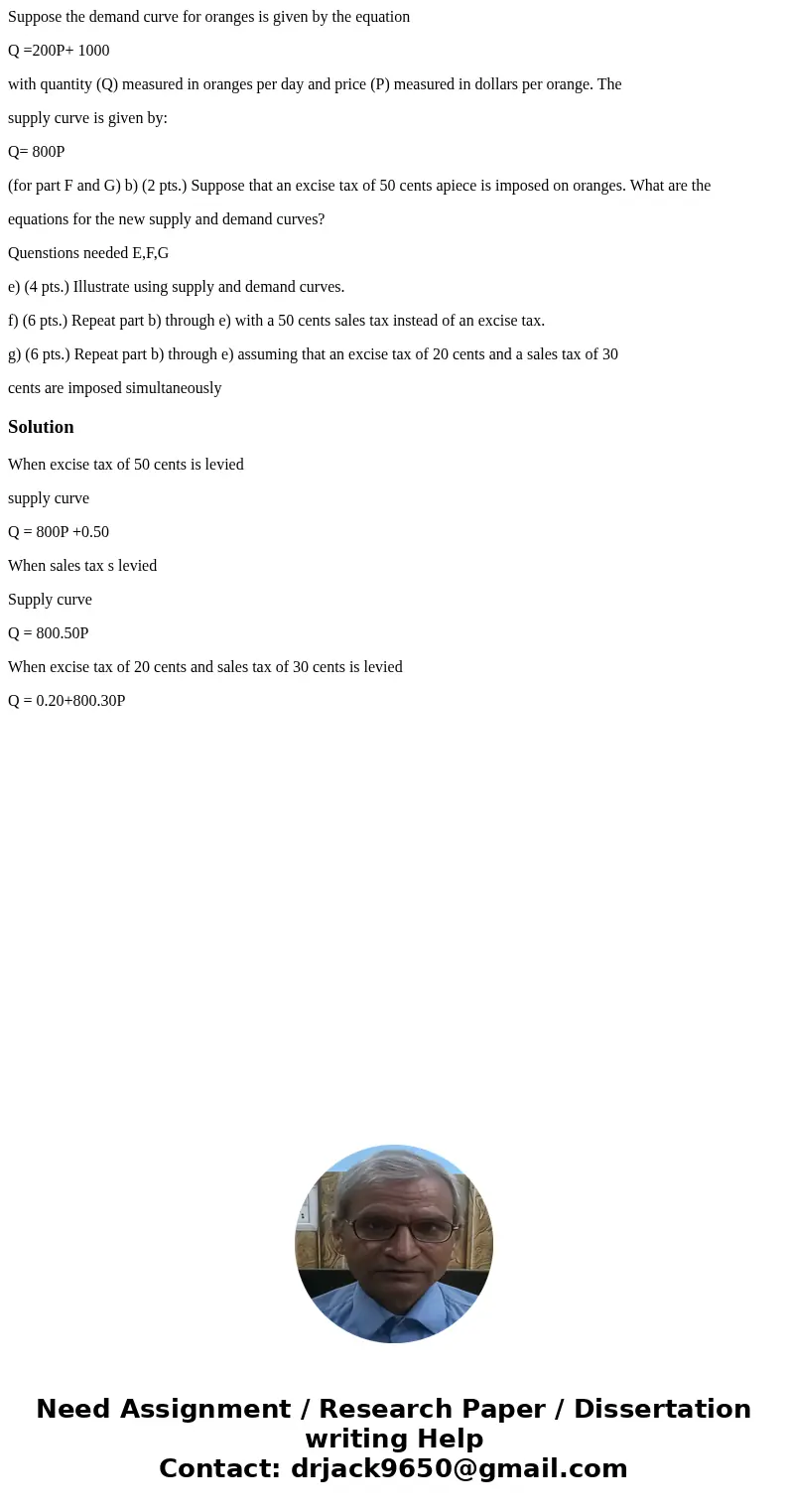 Suppose the demand curve for oranges is given by the equation Q =200P+ 1000 with quantity (Q) measured in oranges per day and price (P) measured in dollars per  Suppose the demand curve for oranges is given by the equation Q =200P+ 1000 with quantity (Q) measured in oranges per day and price (P) measured in dollars per