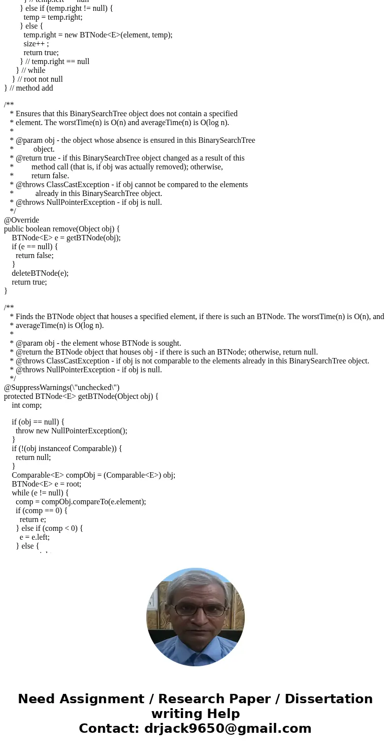 There is BinarySearchTree class. When removing a node from a BST, we can replace it with either its predecessor or its successor. Complete the predecessor() met