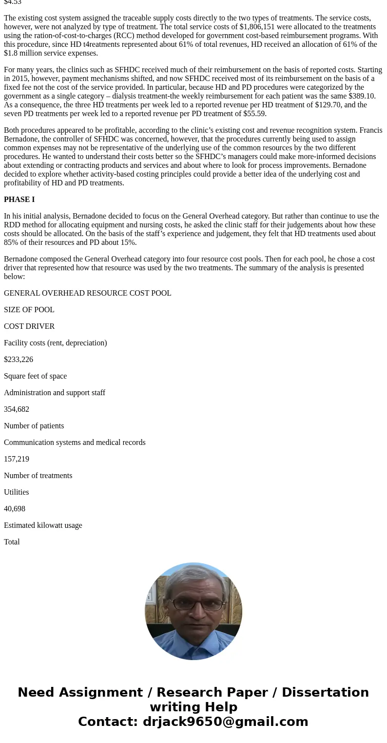 This is all the information that is available. Chapter 5 – Activity-Based Costing St. Francis Healthcare and Dialysis Clinic St. Francis Healthcare and Dialysis
