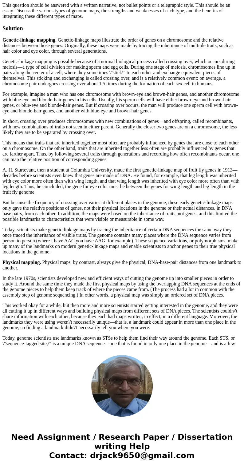 This question should be answered with a written narrative, not bullet points or a telegraphic style. This should be an essay. Discuss the various types of genom