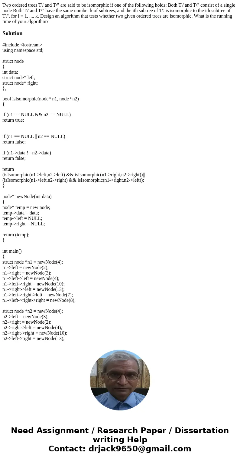 Two ordered trees T\' and T\  Two ordered trees T\' and T\