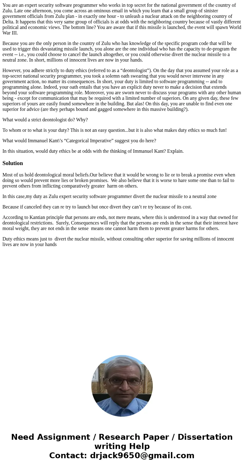 You are an expert security software programmer who works in top secret for the national government of the country of Zulu. Late one afternoon, you come across a