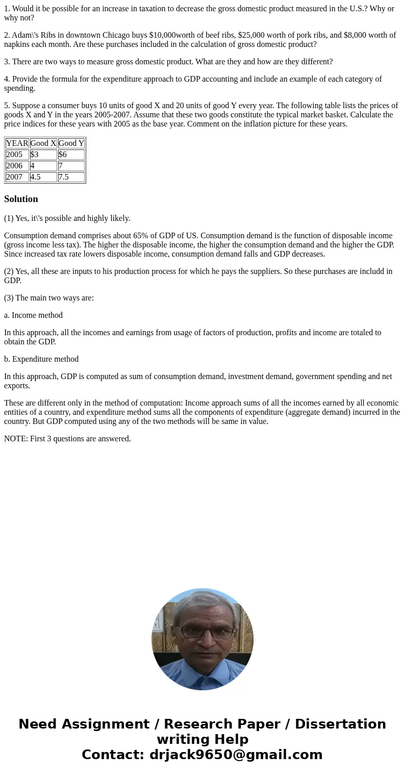 1. Would it be possible for an increase in taxation to decrease the gross domestic product measured in the U.S.? Why or why not? 2. Adam\'s Ribs in downtown Chi