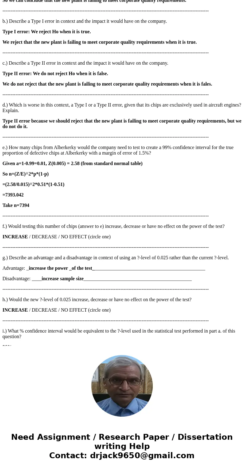 A company manufactures computer chips and knows that 51% of manufactured chips are defective. It opens a new plant in Alberkerky, and is concerned that the new 