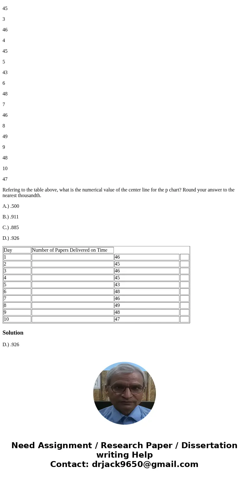 A local newspapter has 10 delivery boys who each deliver the morning paper to 50 customers every day. The owner decides to record the number of papers delivered