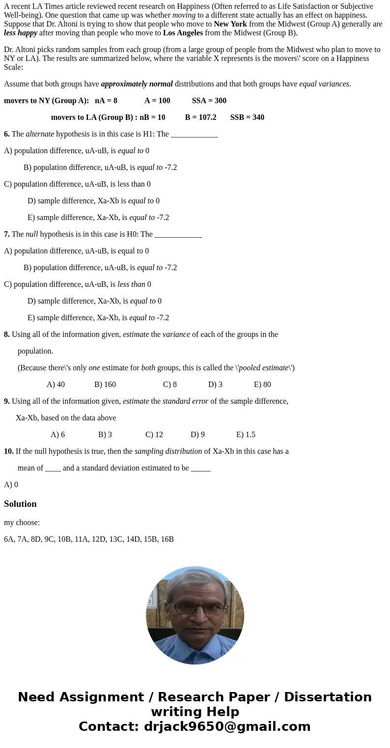 A recent LA Times article reviewed recent research on Happiness (Often referred to as Life Satisfaction or Subjective Well-being). One question that came up was A recent LA Times article reviewed recent research on Happiness (Often referred to as Life Satisfaction or Subjective Well-being). One question that came up was