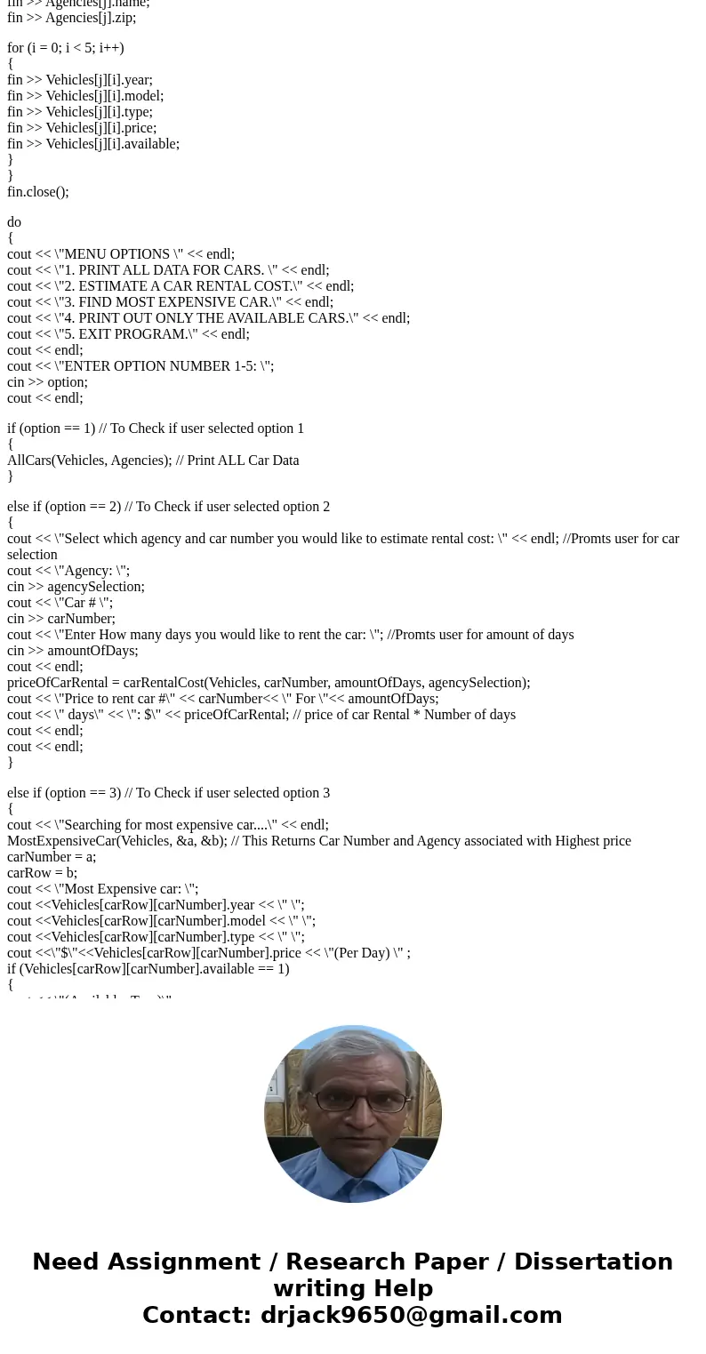 Agency.h Computer Science Project Car List Data National 93619 2014 Toyota Tacoma 115.12 1 2012 Honda CRV 85.10 0 2015 Ford Fusion 90.89 0 2013 GMC Yukon 110.43