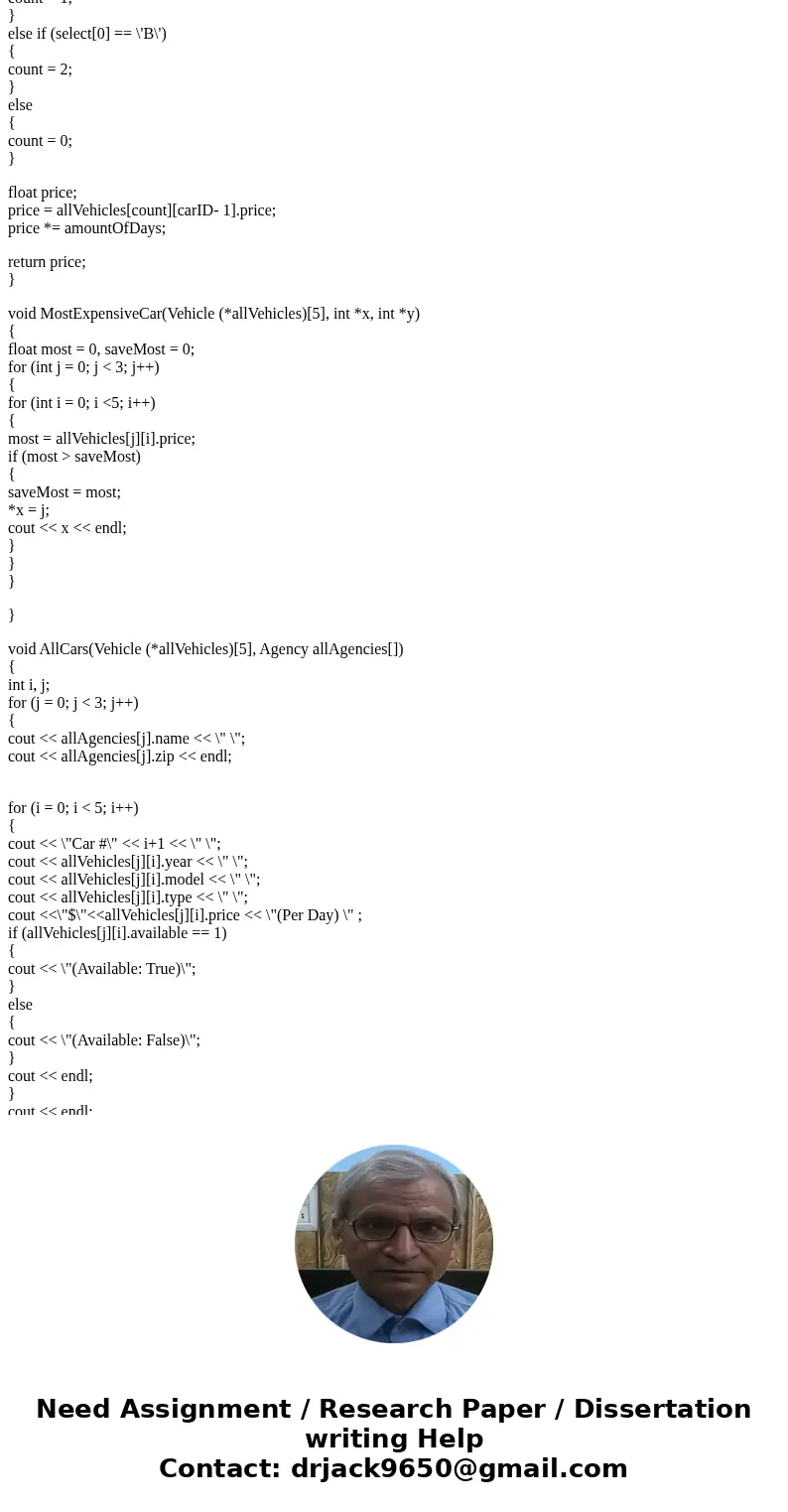 Agency.h Computer Science Project Car List Data National 93619 2014 Toyota Tacoma 115.12 1 2012 Honda CRV 85.10 0 2015 Ford Fusion 90.89 0 2013 GMC Yukon 110.43